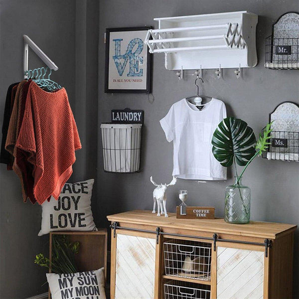 Mini Wall Hanging Retractable Clothes Drying Rack Space Saving Laundry Hanger Clothes Hangers