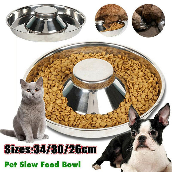 Stainless Steel Pet Bowl Slow Feeder Dish Puppy Dog Cat Food Feeding Weaning Dishes Feeders & Fountains