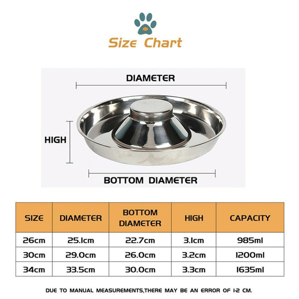 Stainless Steel Pet Bowl Slow Feeder Dish Puppy Dog Cat Food Feeding Weaning Dishes Feeders & Fountains