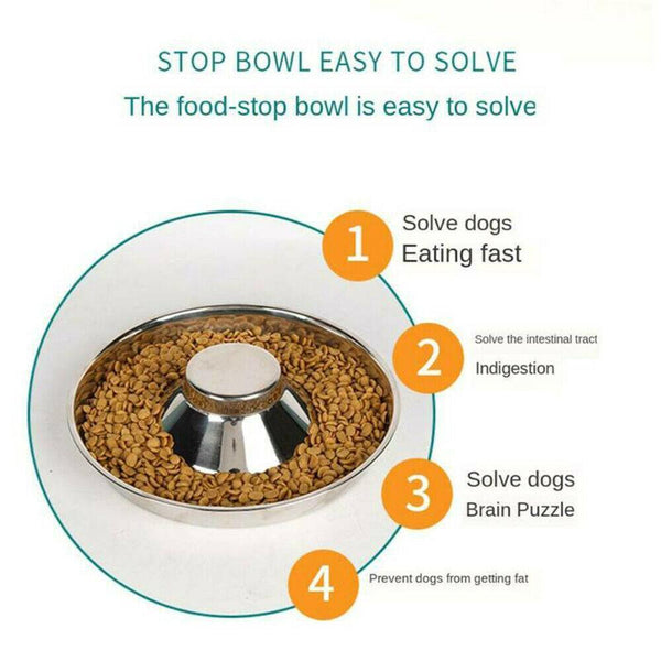 Stainless Steel Pet Bowl Slow Feeder Dish Puppy Dog Cat Food Feeding Weaning Dishes Feeders & Fountains