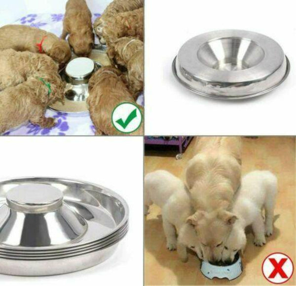 Stainless Steel Pet Bowl Slow Feeder Dish Puppy Dog Cat Food Feeding Weaning Dishes Feeders & Fountains