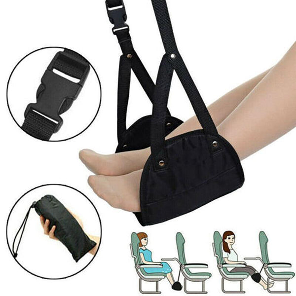 Travel Foot Rest Footrest Leg Pillow Airplane Flight Foam Cushion Sling Hammock Black Other Travel Accessories