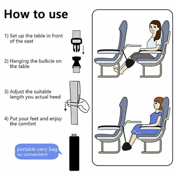 Travel Foot Rest Footrest Leg Pillow Airplane Flight Foam Cushion Sling Hammock Black Other Travel Accessories