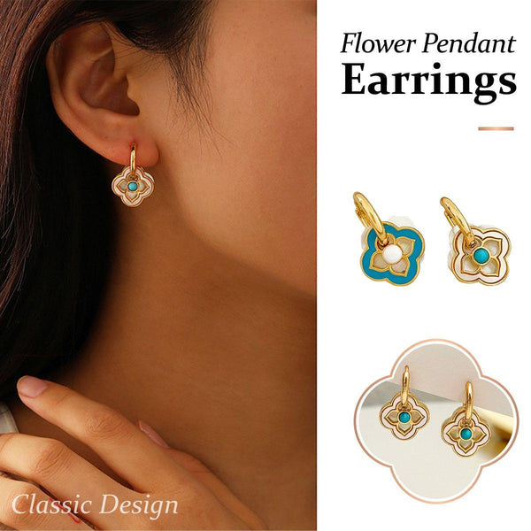 Chinese Style Multi Wear Natural Shell Four Leaf Clover For Women Earrings