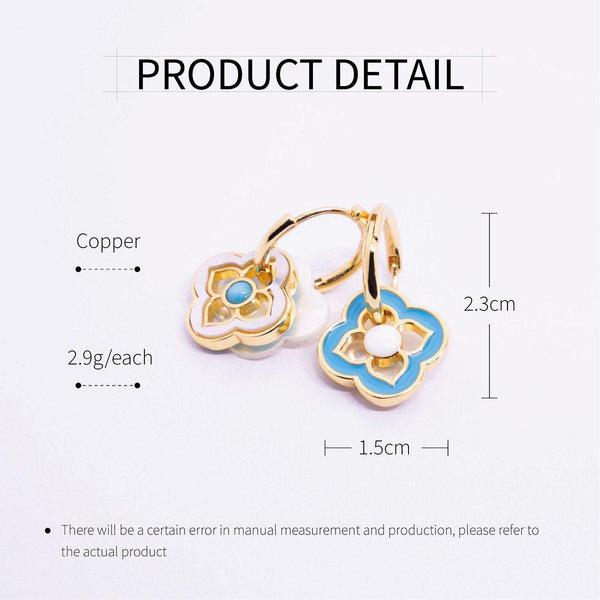 Chinese Style Multi Wear Natural Shell Four Leaf Clover For Women Earrings