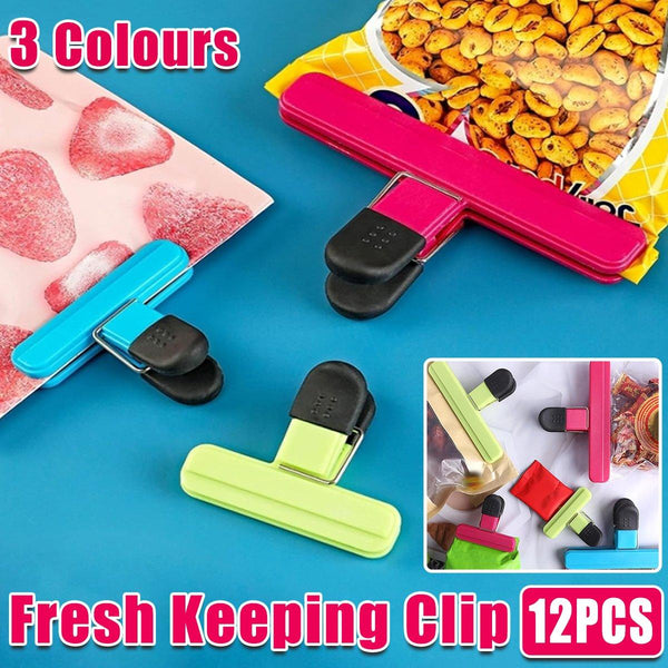 12Pcs Plastic Bag Clips Food Storage Sealing Snack Sealer Multi Purpose Food Storage Bags