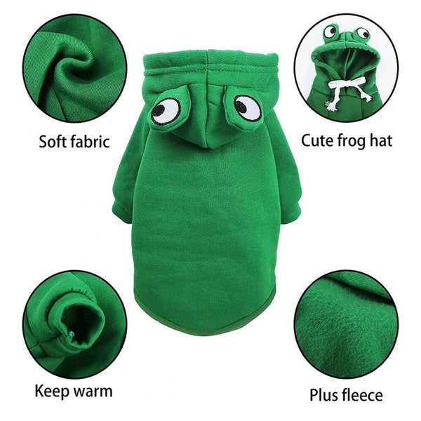 Warm Hooded Cartoon Frog Pet Clothes For Dogs And Cats Autumn Winter Vest M Dog Clothing & Shoes