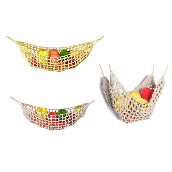 Under Desk Hanging Fruit Basket Kitchen Storage Net Home Organizer For Fruits Yellow Storage Bins & Baskets