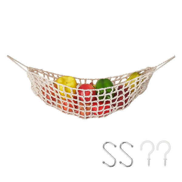 Under Desk Hanging Fruit Basket Kitchen Storage Net Home Organizer For Fruits White Storage Bins & Baskets