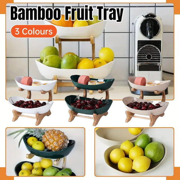 Modern Multi Layer Bamboo Fruit Snack Plate Rack Creative Living Room Green Plates