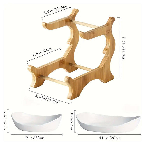 Modern Multi Layer Bamboo Fruit Snack Plate Rack Creative Living Room Green Plates