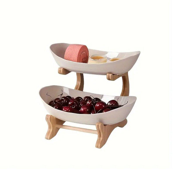 Modern Multi Layer Bamboo Fruit Snack Plate Rack Creative Living Room Green Plates