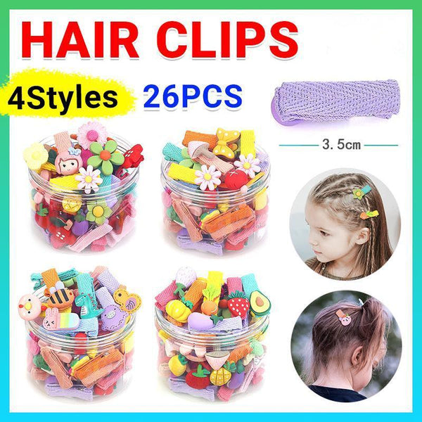 26Pcs Hair Clips Set Snap Bows And Hairpins For Styling Everyday Use Fruit Vegetable Hair Accessories