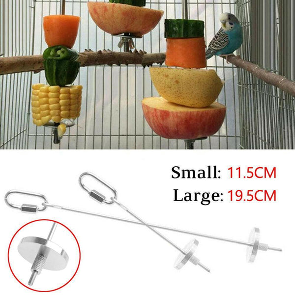 Pet Stainless Steel Bird Parrot Cage Skewer Food Meat Stick Spear Fruit Holder 20Cm Bird Cages
