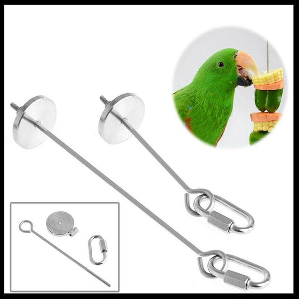 Pet Stainless Steel Bird Parrot Cage Skewer Food Meat Stick Spear Fruit Holder 20Cm Bird Cages