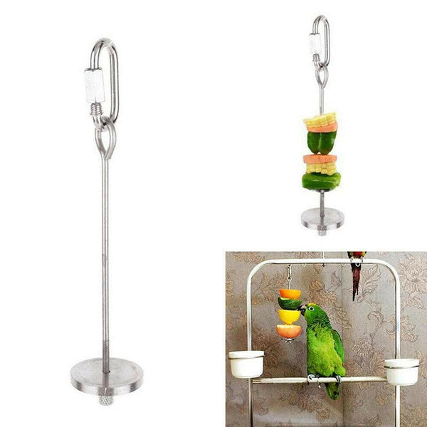Pet Stainless Steel Bird Parrot Cage Skewer Food Meat Stick Spear Fruit Holder 20Cm Bird Cages