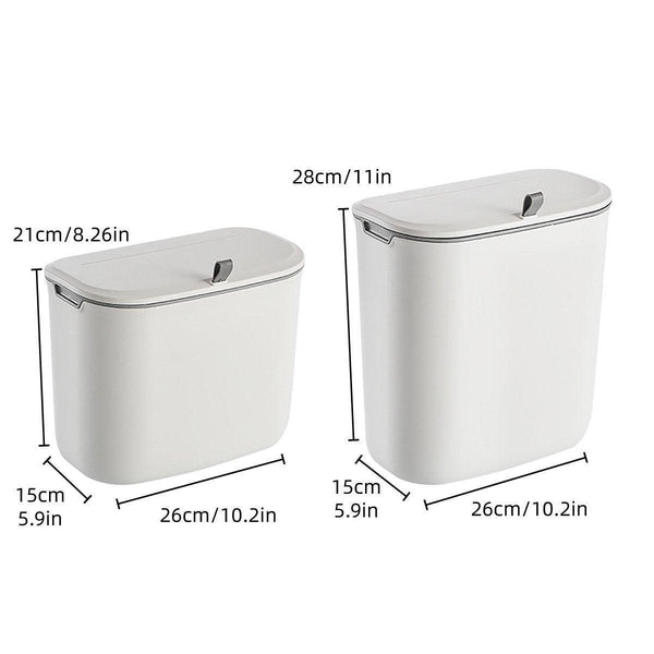 Wall Mounted Hanging Wastebasket With Sliding Lid For Kitchen And Bathroom Use 9L Rubbish Bins