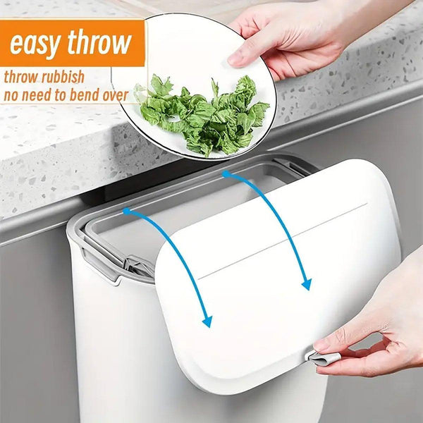 Wall Mounted Hanging Wastebasket With Sliding Lid For Kitchen And Bathroom Use 9L Rubbish Bins