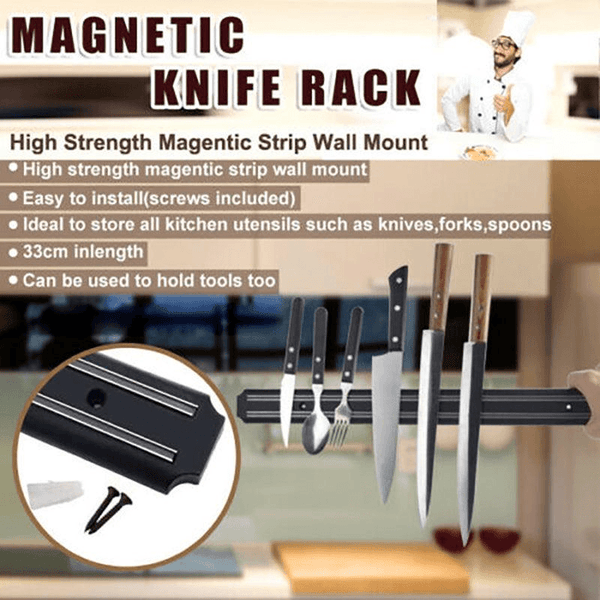 2X Magnetic Knife Rack Wall Mount Holder Strip Utensil Shelf Kitchen Tool Knife Blocks & Storage