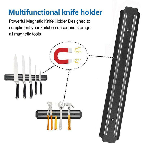 2X Magnetic Knife Rack Wall Mount Holder Strip Utensil Shelf Kitchen Tool Knife Blocks & Storage