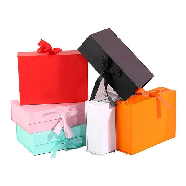 5X Medium Premium With Ribbon Multi Color Hamper Packaging Set Orange Gift Boxes