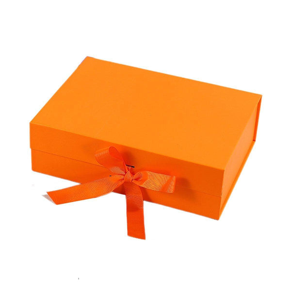 5X Medium Premium With Ribbon Multi Color Hamper Packaging Set Orange Gift Boxes