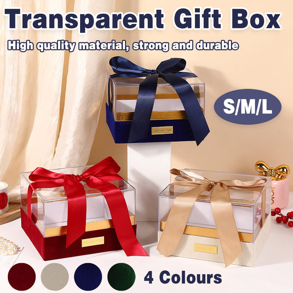 Acrylic Gift Box Clear Souvenir Display Case Bow Storage Container For Packaging Size L Gift Boxes