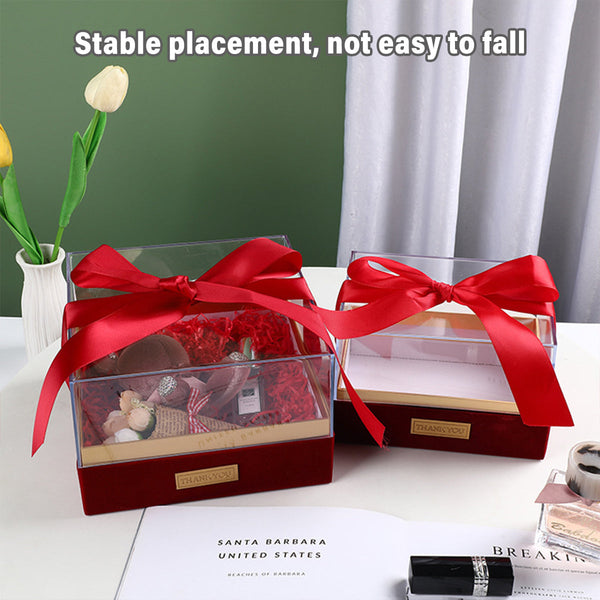 Acrylic Gift Box Clear Souvenir Display Case Bow Storage Container For Packaging Size L Gift Boxes