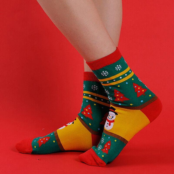 Christmas Socks Santa Reindeer Snowman Pattern Xmas Party Gift Stockings Womens Socks