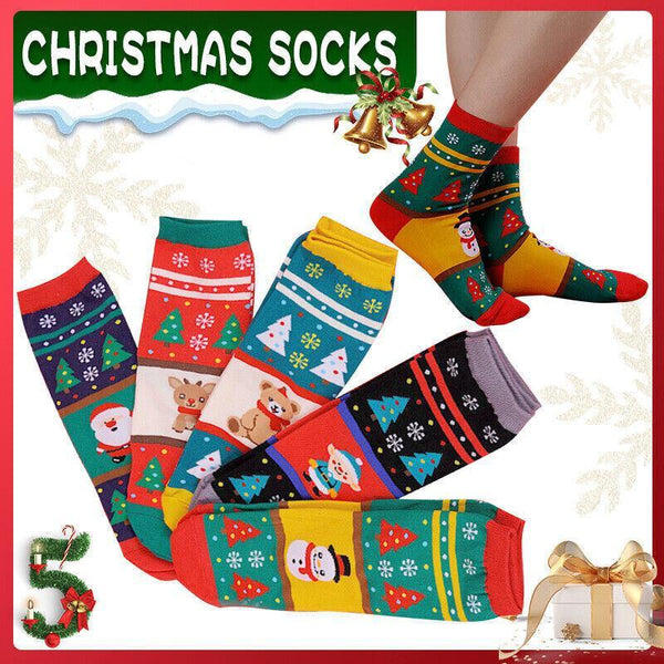 Christmas Socks Santa Reindeer Snowman Pattern Xmas Party Gift Stockings Clown Seasonal Decorations