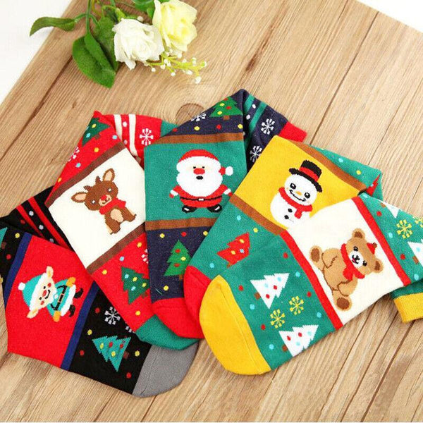 Christmas Socks Santa Reindeer Snowman Pattern Xmas Party Gift Stockings Clown Seasonal Decorations