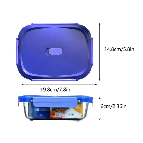 Glass Food Storage Container 1040Ml Lunch Bento Box With Lid For Kitchen Prep Food Storage Containers