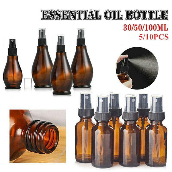 30 100Ml Amber Glass Essential Oil Spray Roller Bottles Mist Sprayer Containers 10Pcs Watering Cans & Spray Bottles