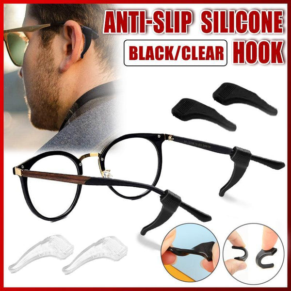 Silicone Glasses Ear Hooks Anti Slip Grip Spectacle Holder Sports Temple Tips Black Reading Glasses