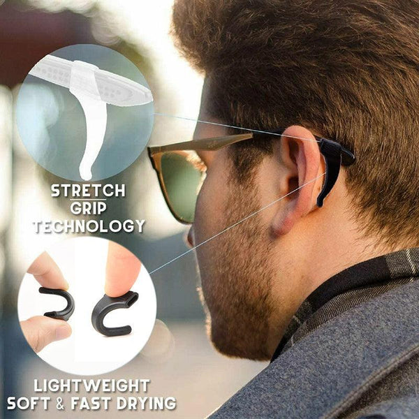 Silicone Glasses Ear Hooks Anti Slip Grip Spectacle Holder Sports Temple Tips Black Reading Glasses