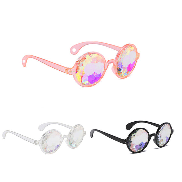 Festival Rave Kaleidoscope Glasses Prism Lens Crystal Effect Party Black Sunglasses