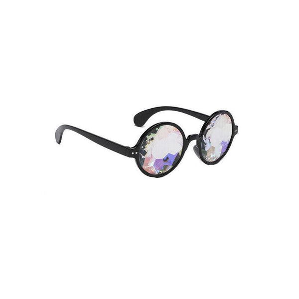Festival Rave Kaleidoscope Glasses Prism Lens Crystal Effect Party Black Sunglasses