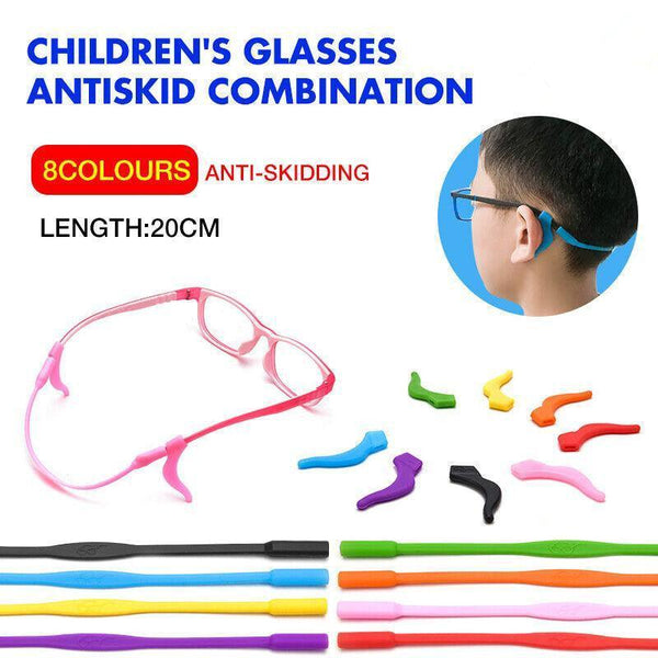 Silicone Glasses Strap And Ear Grip Set Eyeglasses Holder Cord With Hooks 20Cm Blue Eyeglass Cases & Storage