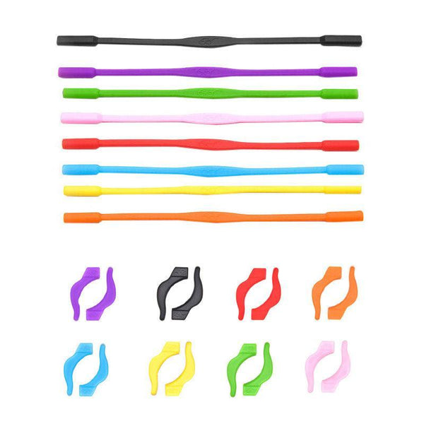 Silicone Glasses Strap And Ear Grip Set Eyeglasses Holder Cord With Hooks 20Cm Yellow Eyeglass Cases & Storage