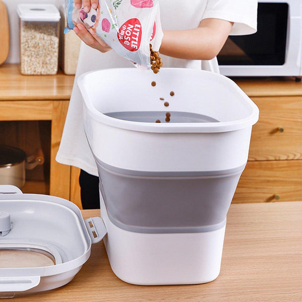 Large Capacity Pet Food Storage Box Foldable Design With Seal Lid Pink Food Storage Containers