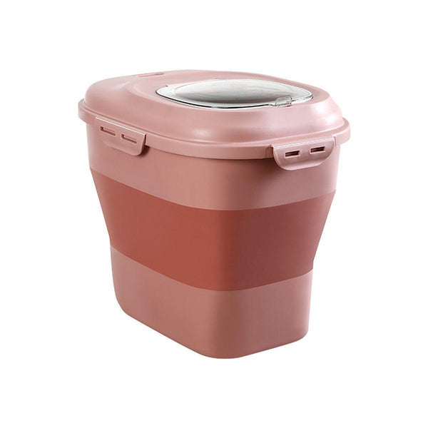 Large Capacity Pet Food Storage Box Foldable Design With Seal Lid Pink Food Storage Containers