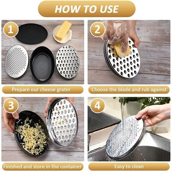 Stainless Steel Kitchen Cheese Grater With Container Storing Fruits Box Grey Graters & Zesters
