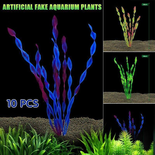 10Pcs Artificial Plants Fish Tank Aquarium Aquatic Simulated Water Grass Decorations