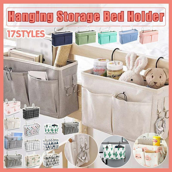 Hanging Bedside Storage Caddy With Pockets For Bunk Dorm Couch Organizing Grey Triangle Storage Bins & Baskets