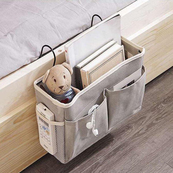 Hanging Bedside Storage Caddy With Pockets For Bunk Dorm Couch Organizing Grey Triangle Storage Bins & Baskets