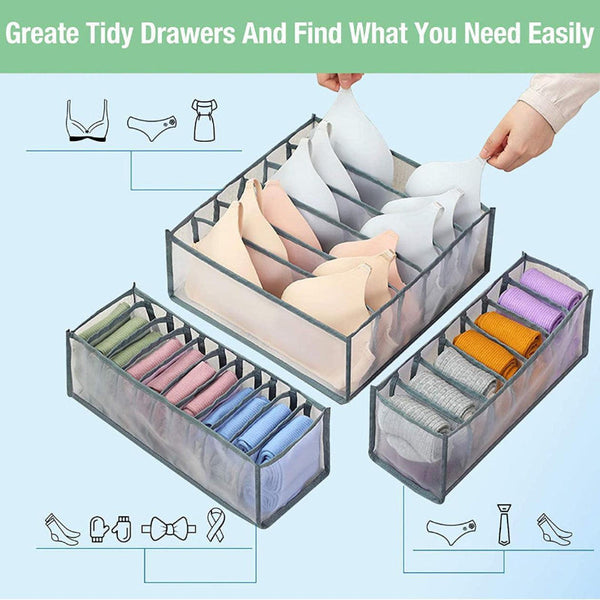 Foldable Drawer Organizer Divider Bra Sock Underwear Storage Closet Wardrobe White With 11 Boxes Closet Organisers
