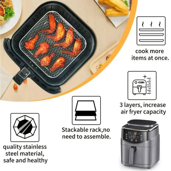 Air Fryer Grill Rack Multi Layer Removable Shelf Mesh Rack For Cooking Bbq Rectangle Air Fryer Accessories