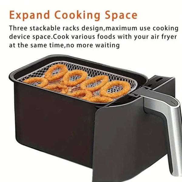 Air Fryer Grill Rack Multi Layer Removable Shelf Mesh Rack For Cooking Bbq Rectangle Air Fryer Accessories