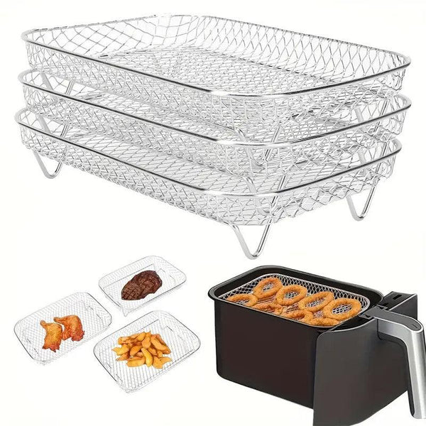 Air Fryer Grill Rack Multi Layer Removable Shelf Mesh Rack For Cooking Bbq Rectangle Air Fryer Accessories