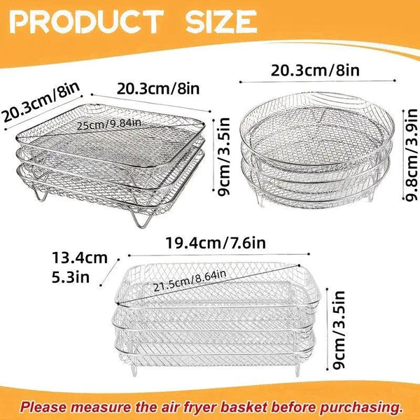 Air Fryer Grill Rack Multi Layer Removable Shelf Mesh For Cooking Bbq Round Air Fryers